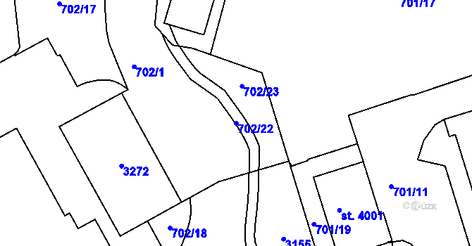 Parcela st. 702/22 v KÚ Trutnov, Katastrální mapa