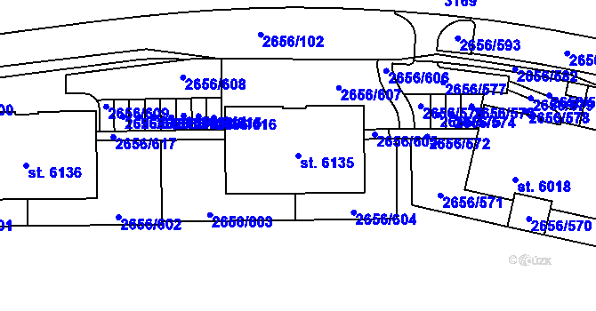 Parcela st. 6135 v KÚ Trutnov, Katastrální mapa
