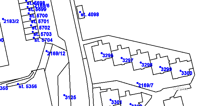 Parcela st. 3296 v KÚ Trutnov, Katastrální mapa