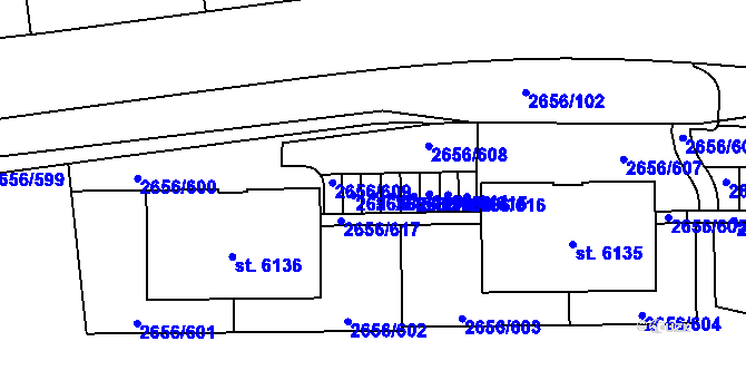 Parcela st. 2656/611 v KÚ Trutnov, Katastrální mapa