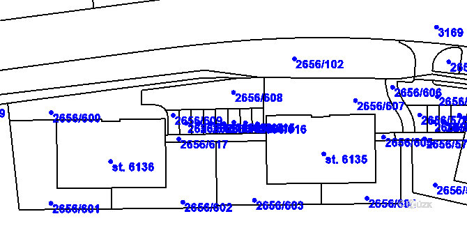 Parcela st. 2656/614 v KÚ Trutnov, Katastrální mapa