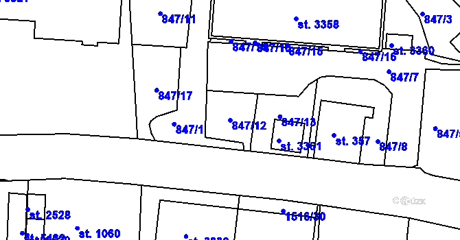 Parcela st. 847/12 v KÚ Trutnov, Katastrální mapa