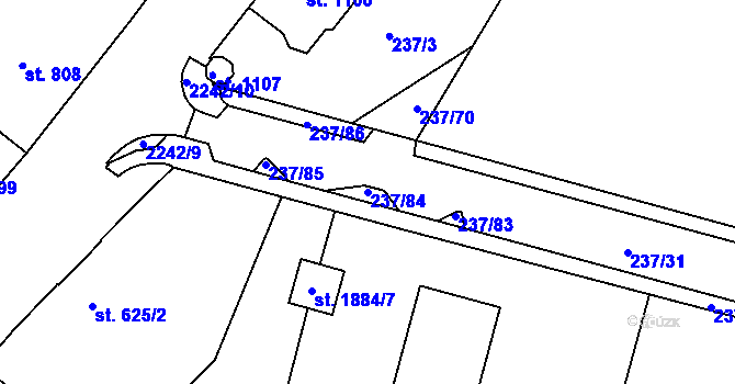 Parcela st. 237/84 v KÚ Trutnov, Katastrální mapa