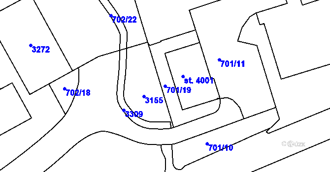 Parcela st. 701/19 v KÚ Trutnov, Katastrální mapa
