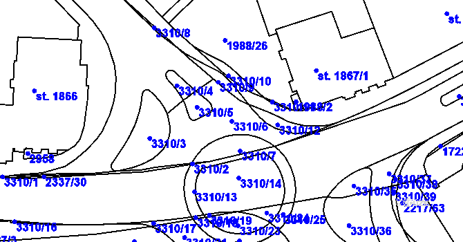 Parcela st. 3310/6 v KÚ Trutnov, Katastrální mapa