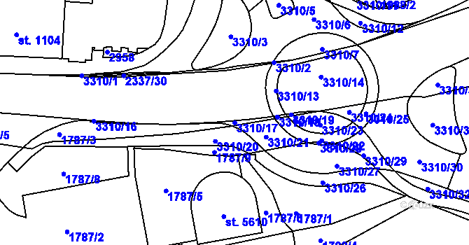 Parcela st. 3310/17 v KÚ Trutnov, Katastrální mapa