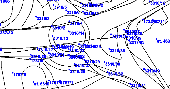 Parcela st. 3310/25 v KÚ Trutnov, Katastrální mapa