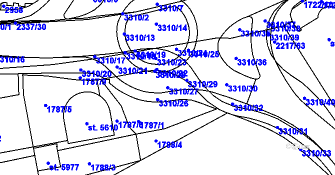 Parcela st. 3310/27 v KÚ Trutnov, Katastrální mapa