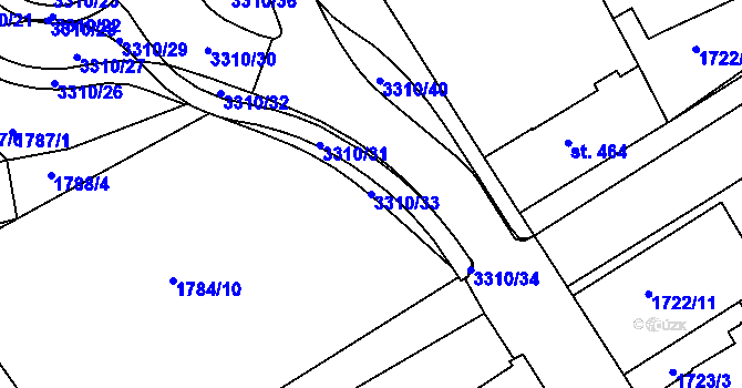 Parcela st. 3310/33 v KÚ Trutnov, Katastrální mapa