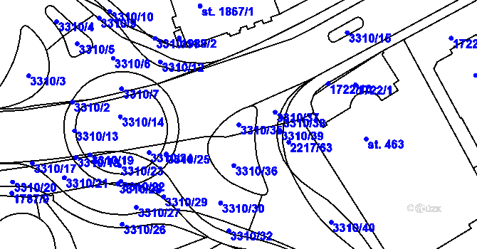 Parcela st. 3310/35 v KÚ Trutnov, Katastrální mapa
