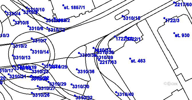 Parcela st. 3310/38 v KÚ Trutnov, Katastrální mapa