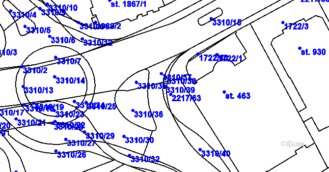 Parcela st. 3310/39 v KÚ Trutnov, Katastrální mapa