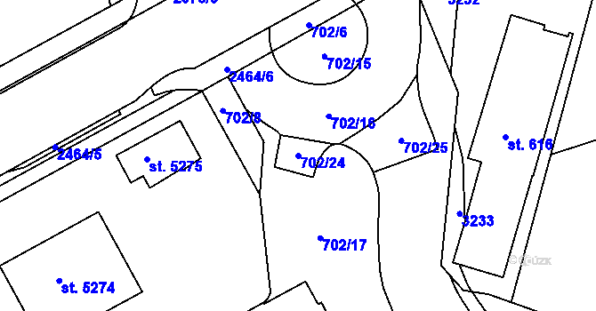 Parcela st. 702/24 v KÚ Trutnov, Katastrální mapa