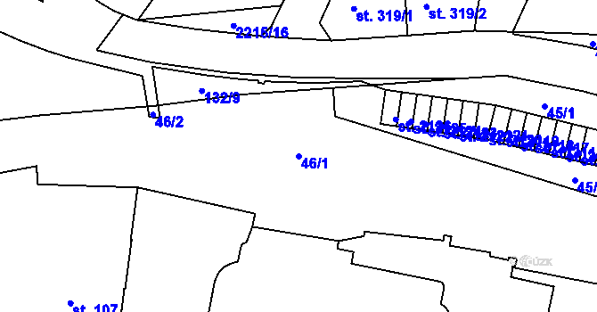 Parcela st. 46/1 v KÚ Trutnov, Katastrální mapa