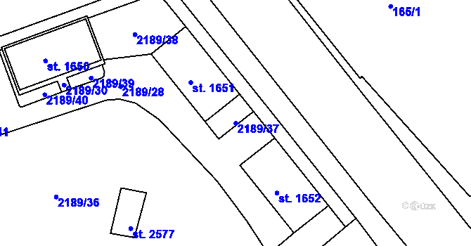 Parcela st. 2189/37 v KÚ Trutnov, Katastrální mapa