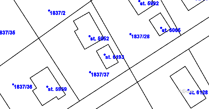 Parcela st. 6193 v KÚ Trutnov, Katastrální mapa