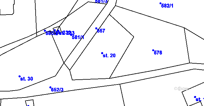 Parcela st. 20 v KÚ Volanov, Katastrální mapa
