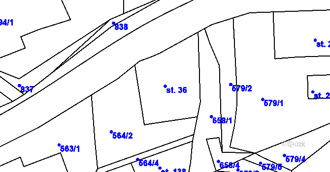 Parcela st. 36 v KÚ Volanov, Katastrální mapa