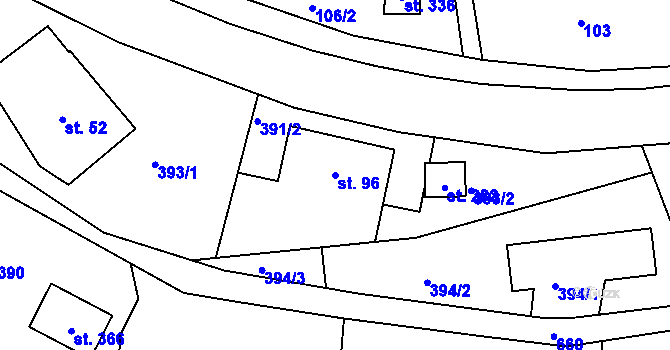 Parcela st. 96 v KÚ Volanov, Katastrální mapa