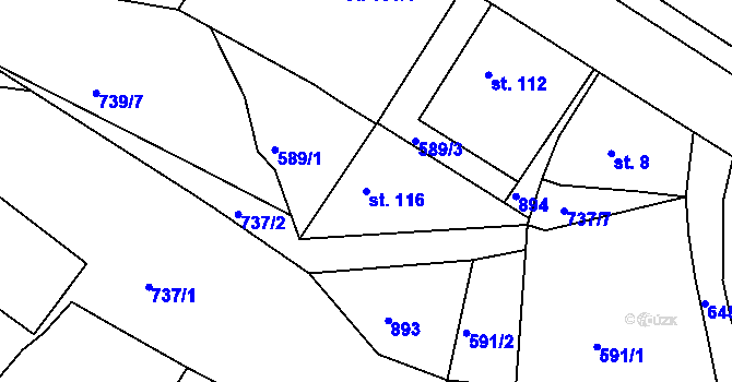 Parcela st. 116 v KÚ Volanov, Katastrální mapa