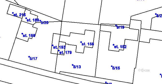 Parcela st. 156 v KÚ Volanov, Katastrální mapa