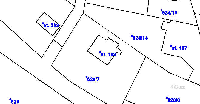 Parcela st. 188 v KÚ Volanov, Katastrální mapa