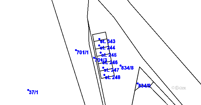 Parcela st. 245 v KÚ Volanov, Katastrální mapa