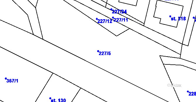 Parcela st. 227/5 v KÚ Volanov, Katastrální mapa