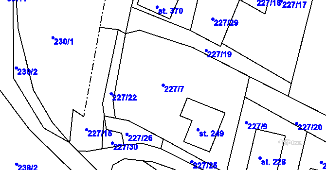 Parcela st. 227/7 v KÚ Volanov, Katastrální mapa