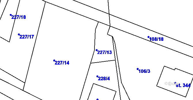 Parcela st. 227/13 v KÚ Volanov, Katastrální mapa