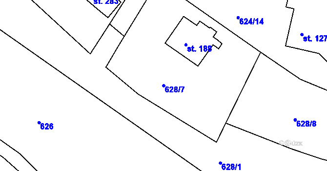 Parcela st. 628/7 v KÚ Volanov, Katastrální mapa