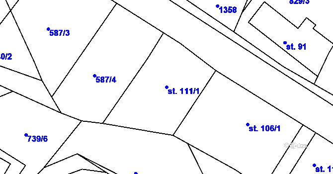 Parcela st. 111/1 v KÚ Volanov, Katastrální mapa