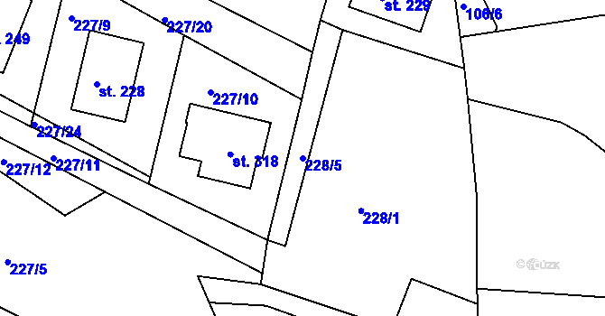 Parcela st. 228/5 v KÚ Volanov, Katastrální mapa