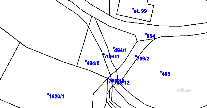 Parcela st. 709/11 v KÚ Volanov, Katastrální mapa
