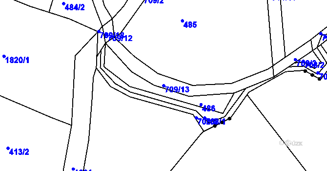 Parcela st. 709/13 v KÚ Volanov, Katastrální mapa