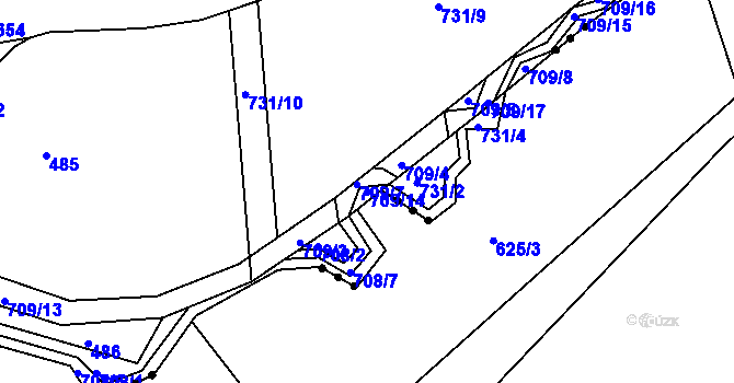 Parcela st. 709/14 v KÚ Volanov, Katastrální mapa