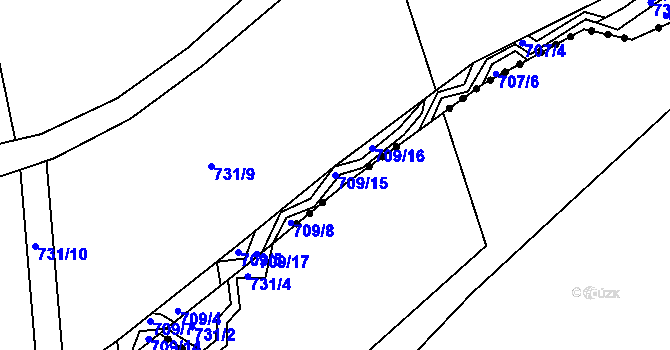 Parcela st. 709/15 v KÚ Volanov, Katastrální mapa