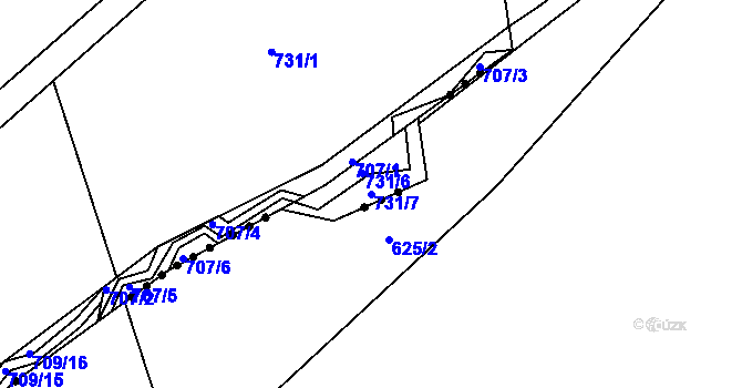 Parcela st. 731/7 v KÚ Volanov, Katastrální mapa