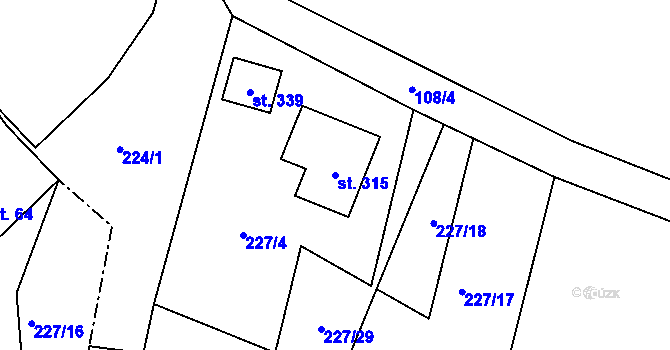 Parcela st. 315 v KÚ Volanov, Katastrální mapa