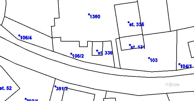 Parcela st. 336 v KÚ Volanov, Katastrální mapa