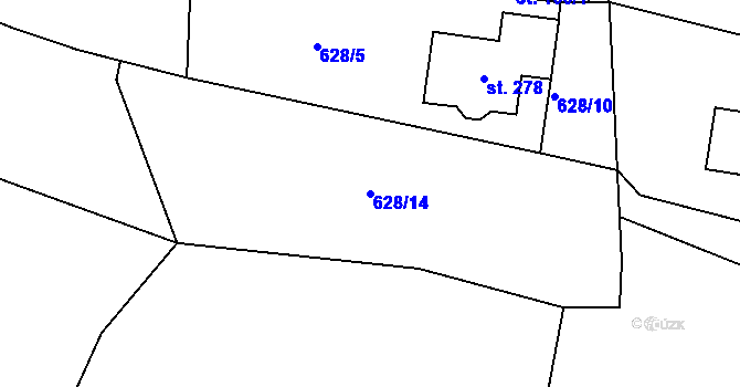 Parcela st. 628/14 v KÚ Volanov, Katastrální mapa