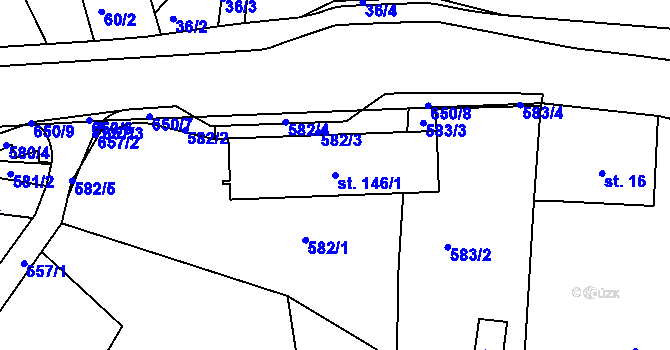 Parcela st. 146/1 v KÚ Volanov, Katastrální mapa