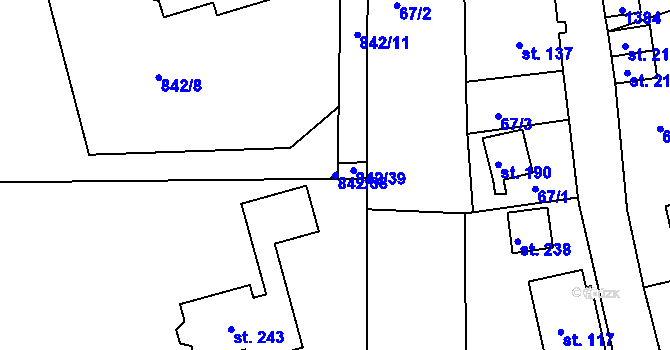Parcela st. 842/38 v KÚ Volanov, Katastrální mapa
