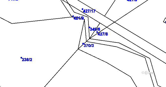 Parcela st. 370/3 v KÚ Dolní Staré Město, Katastrální mapa