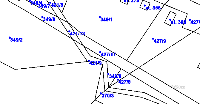 Parcela st. 427/17 v KÚ Dolní Staré Město, Katastrální mapa