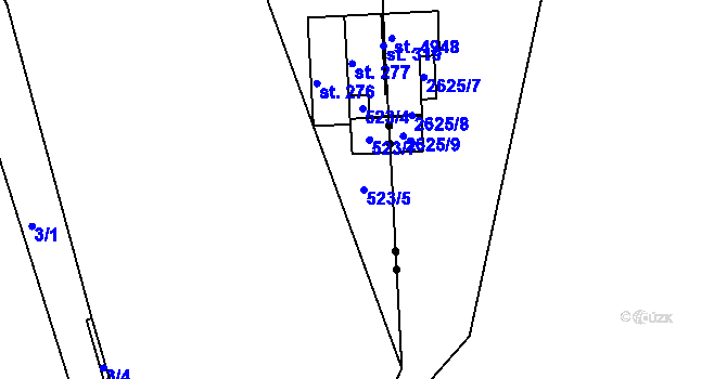 Parcela st. 523/5 v KÚ Dolní Staré Město, Katastrální mapa