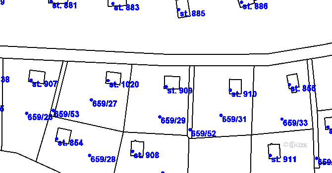 Parcela st. 909 v KÚ Horní Staré Město, Katastrální mapa