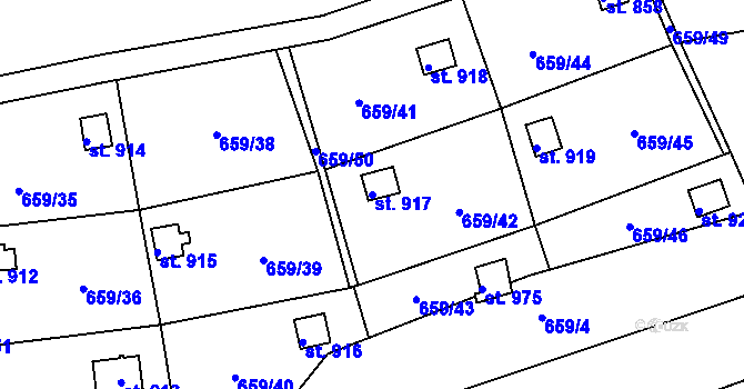 Parcela st. 917 v KÚ Horní Staré Město, Katastrální mapa