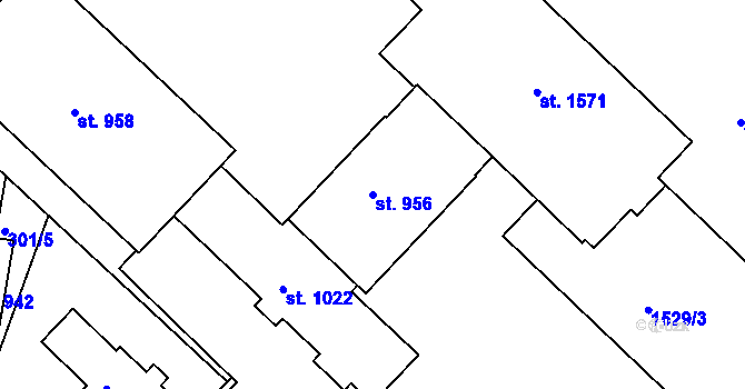 Parcela st. 956 v KÚ Horní Staré Město, Katastrální mapa