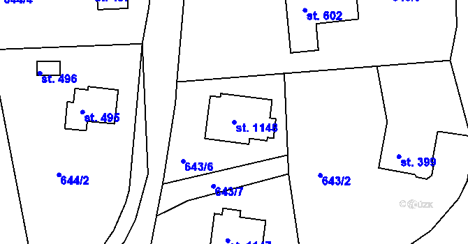 Parcela st. 1148 v KÚ Horní Staré Město, Katastrální mapa